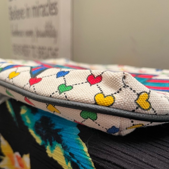 NWT Brighton Love & Joy Crossbody Canvas Pouch Purse with Tassel, Hearts, bows - Picture 5 of 8